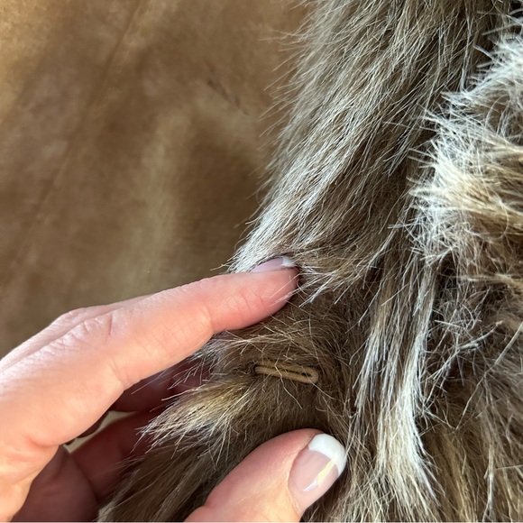 Gorgeous 100% Genuine Leather Faux Fur Penny Lane Long Jacket Coat Size Large - Picture 14 of 16